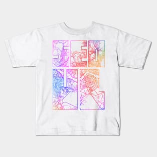 Seoul, South Korea City Map Typography - Colorful Kids T-Shirt